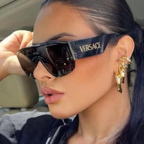 NEW VERSACE SUNGLASSES SHIELD BLACK UNISEX EYEWEAR VERSACE - Picture 2 of 8